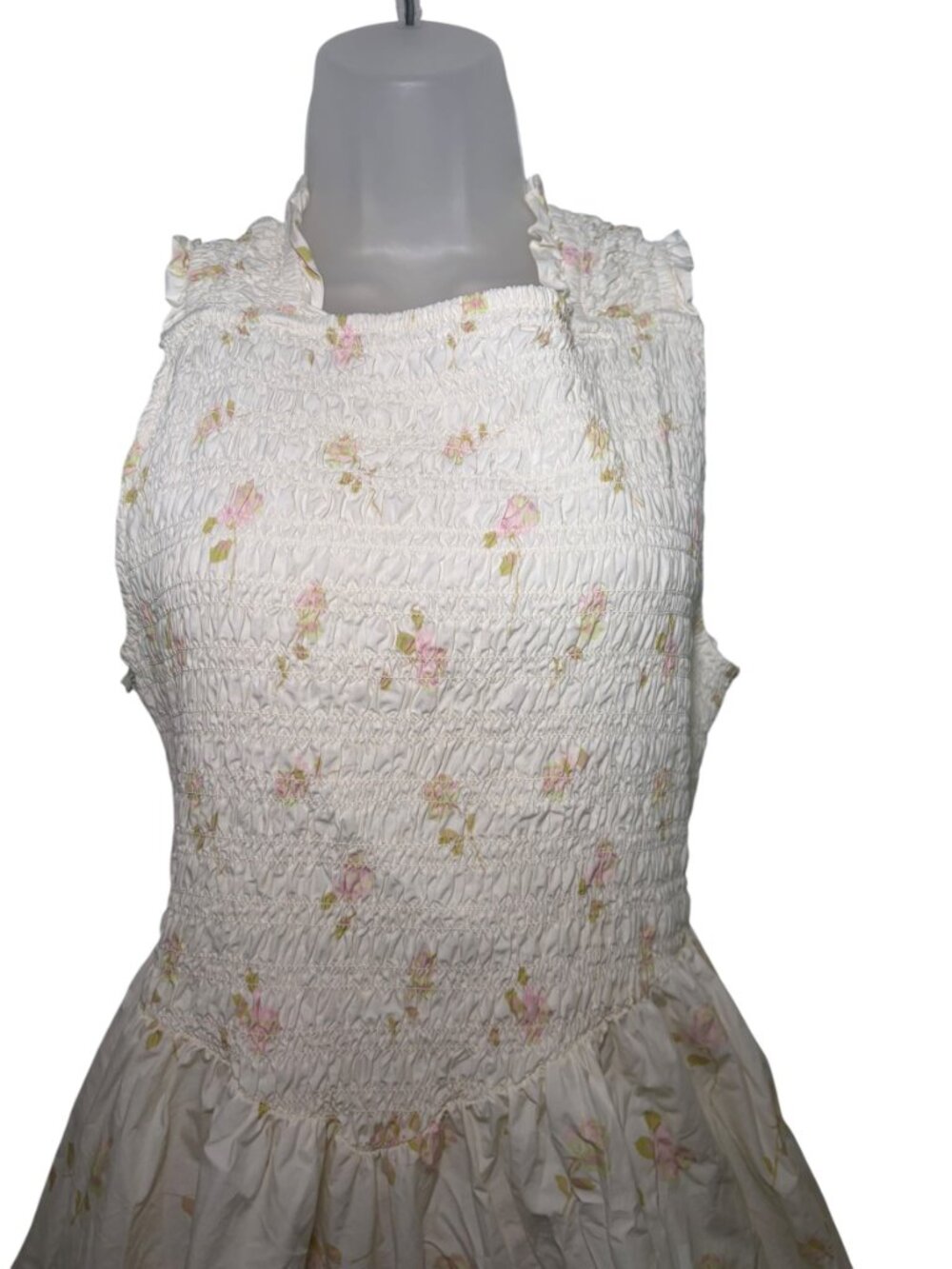Ganni Smocked Floral Midi Dress Cotton EU 42 US 10 12 Open Back - Picture 3 of 9